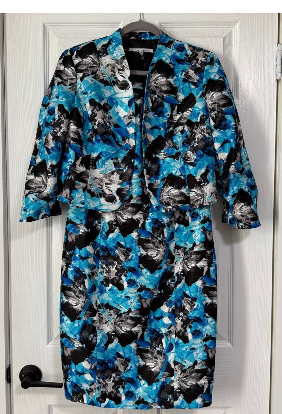 Kasper Women's Floral Abstract Print 2Piece Dress Jacket Set Size 6